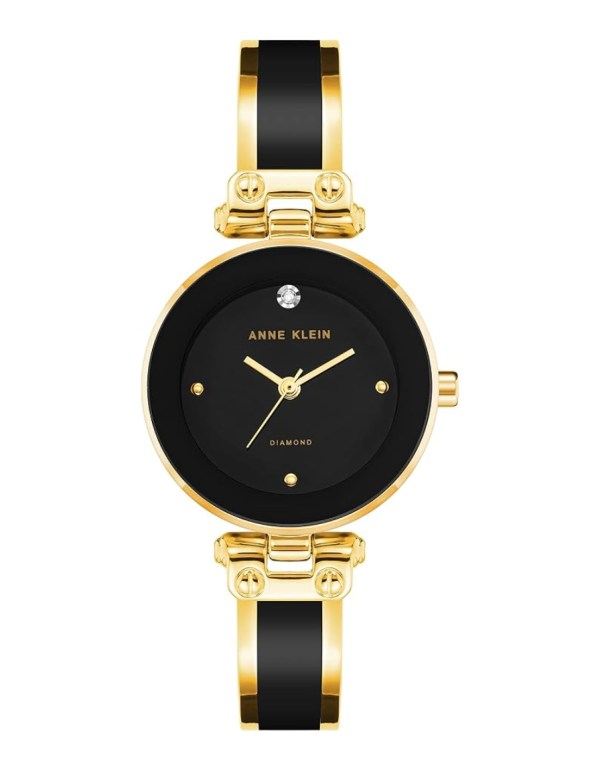 Gold watch: Black Bangle