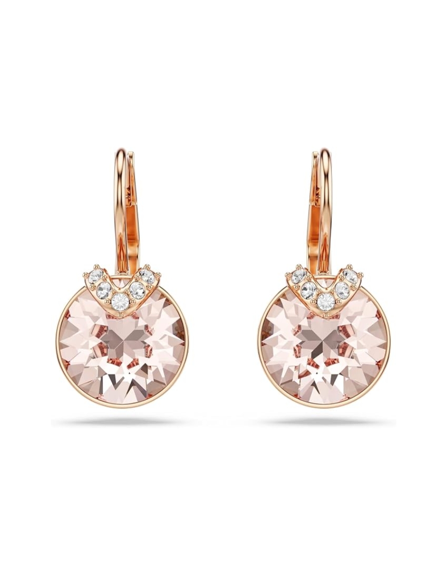 rose gold-tone pink crystal drop earrings