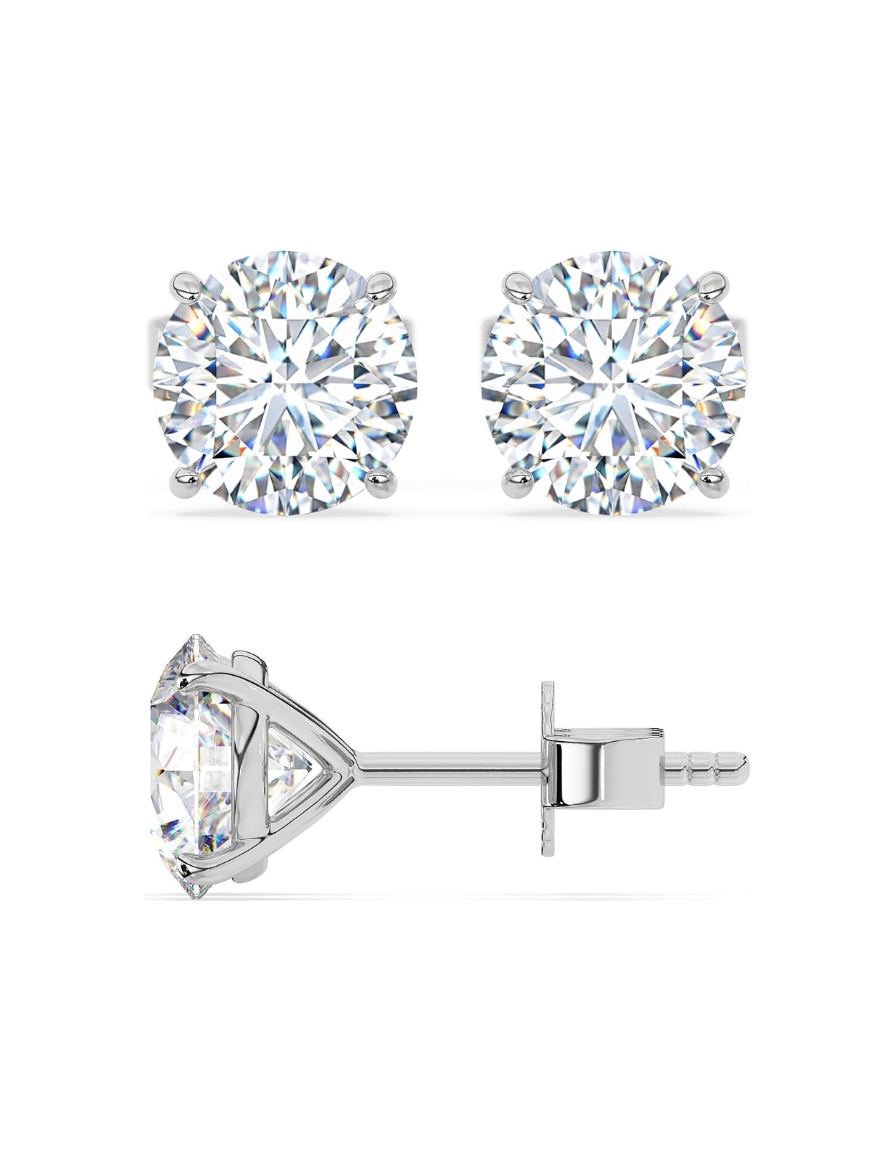 silver-tone round stud earrings