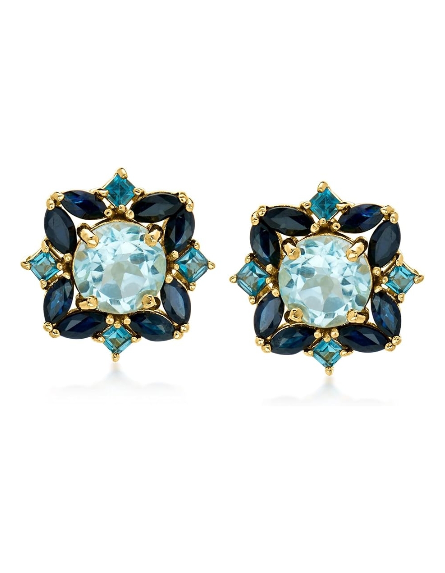 blue gemstone cluster earrings